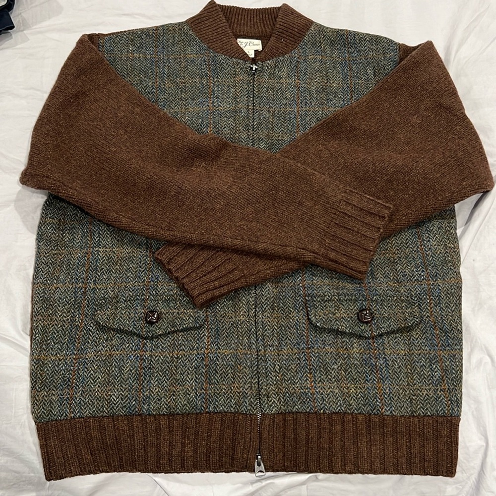 J.Crew Wool Sweater Jacket with Harris Tweed